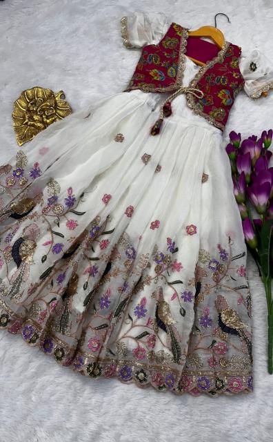 kids koti gown silk White Wholesale children clothing market in Kolkata