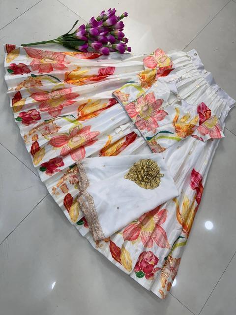 kids lehenga chinon silk White Children clothing wholesalers in kolkata