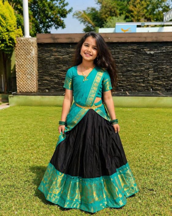 kids lehenga choli lichi silk Children clothing wholesale