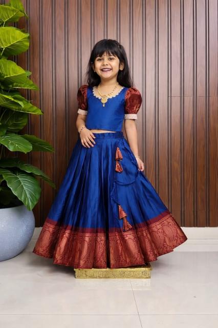 kids lehenga choli lichi silk Kids fashion wholesale