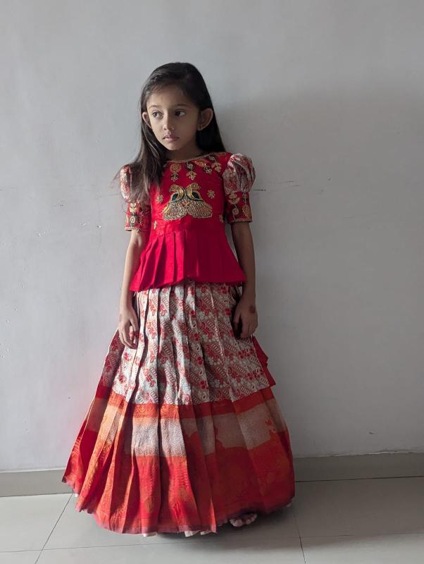 kids lehenga lichi silk Wholesale kids boutique clothing