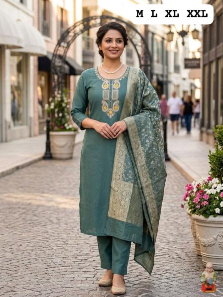 Krunique 3pcs silk kurtis wholesale rate surat manufacturer 