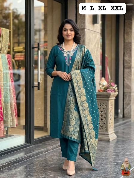 Krunique 3pcs taffeta silk kurti wholesale 