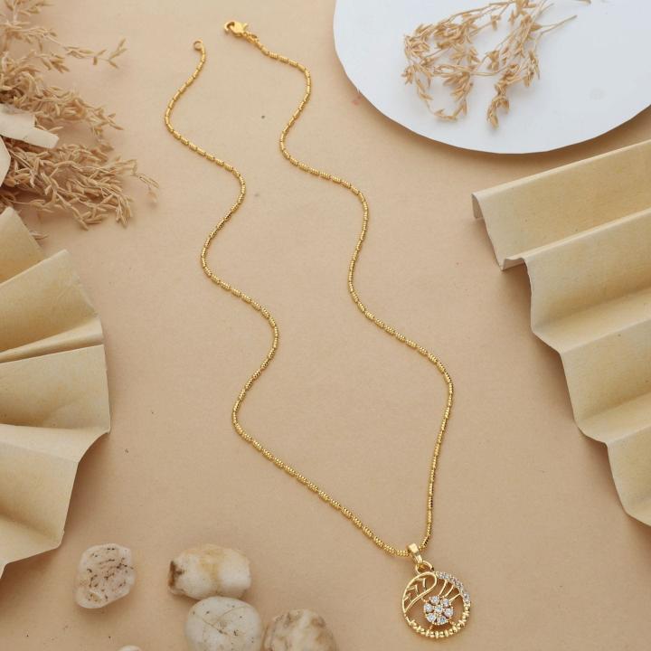 micro gold polish chain pendant 670 Wholesale artificial fashion jewellery Surat