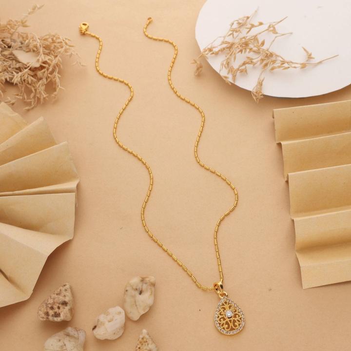 micro gold polish chain pendant 672 Artificial jewellery manufacturers in Surat