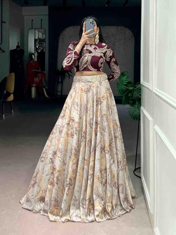 NNK 1125 Tasar Silk CRM Latest lehenga choli collection in Hyderabad