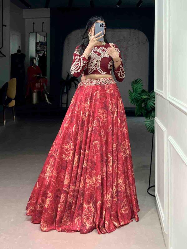 NNK 1125 Tasar Silk Red lehenga choli wholesalers in Hyderabad