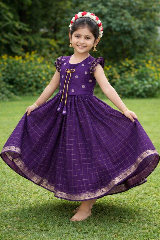 Prasanti Purple Coat-Gown Viscose Affordable kids clothing