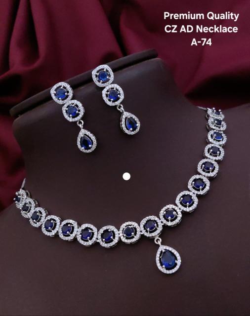 Premium quality cz ad necklace a 74 Wholesale jewelry market in Hyderabad