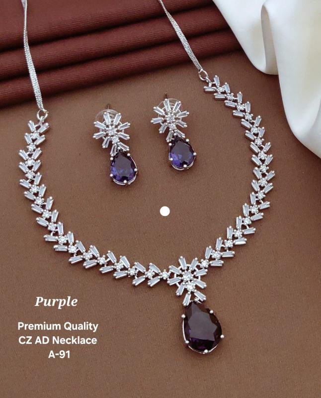 Premium quality cz ad necklace a 91 purple Designer artificial jewelry Hyderabad