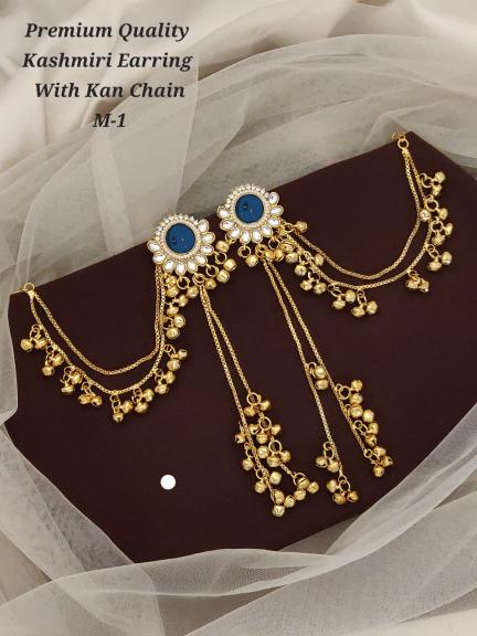 Premium quality kashmiri earring with kan chain m 1 Artificial jewellery online