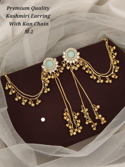 Premium quality kashmiri earring with kan chain m 2 Wholesale fashion jewellery