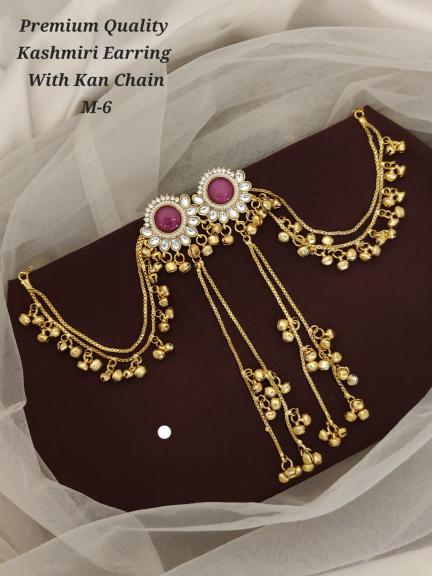 Premium quality kashmiri earring with kan chain m 6 Indian jewellery wholesale