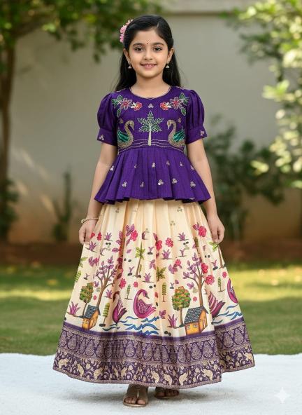 PRESERNTING NEW DESIGNER KEDIYA 503 Cotton Silk Purple Children winter wear supplier