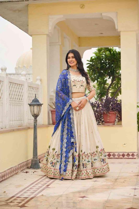  Ram 143 Tissue silk Blue Lehenga choli manufacturers in Pune