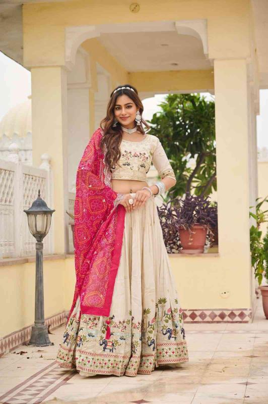  Ram 143 Tissue silk Pink Low cost lehenga choli in Pune