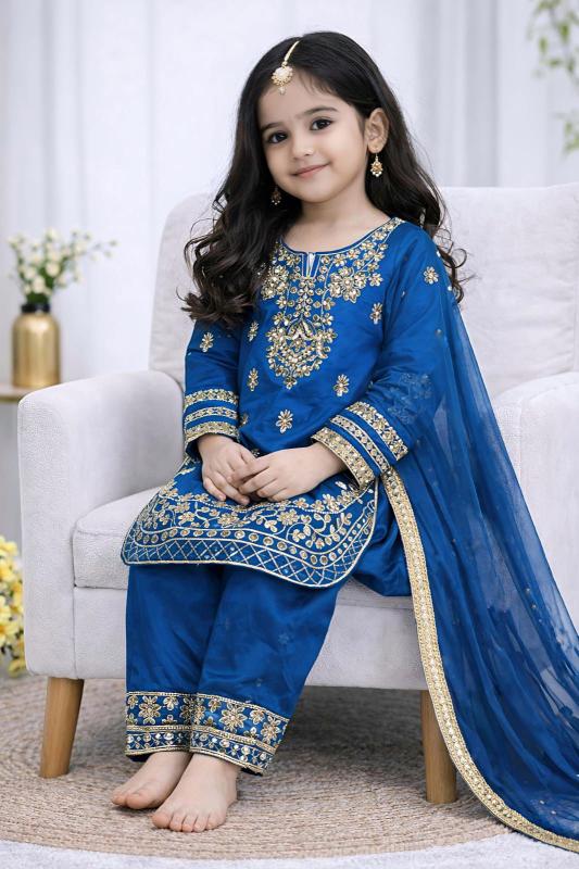Ramzan Eid Special Kids Festive Silk Blue Kids wear manufacturer