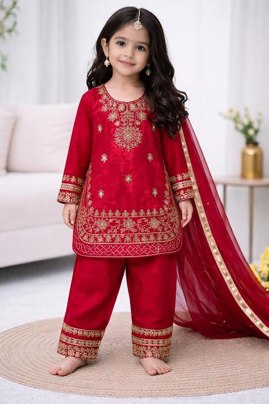 Ramzan Eid Special Kids Festive Silk Red Wholesale kids clothing