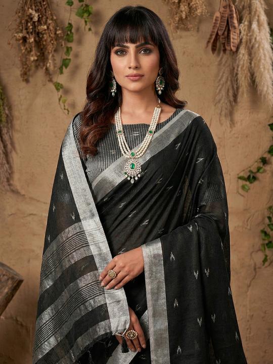 RITIKA by SHREE SHYAM FASHION fancy designer Soft LINEN COTTON SOFT fabric saree wholesale with Fancy latkan