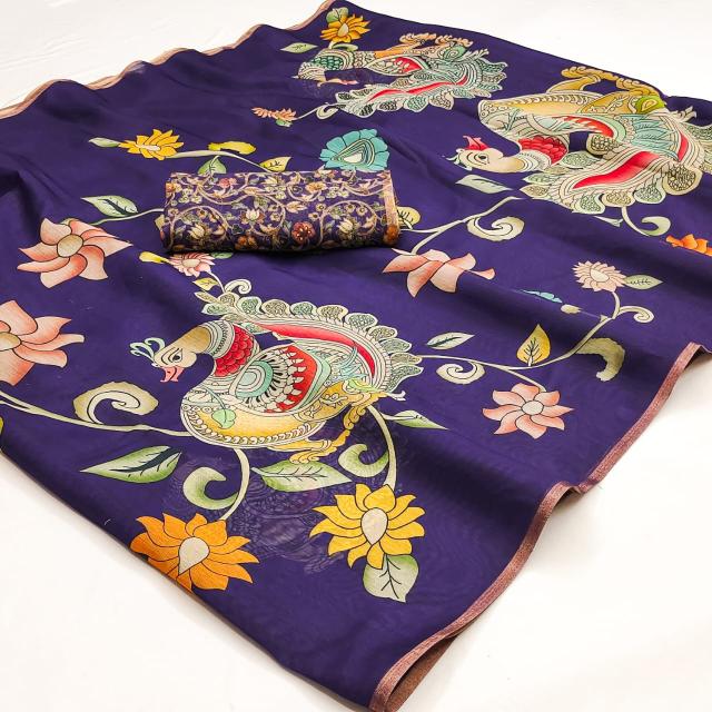 Sandhya chanderi kalamkari print retail saree shop in surat 