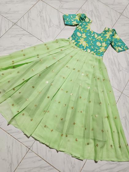 SUMMER GOWN Georgette silk Green Bulk kids clothing supplier