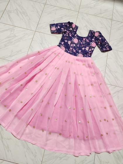 SUMMER GOWN Georgette silk pink Children fashion wholesale