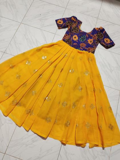 SUMMER GOWN Georgette silk Yellow Children boutique clothing wholesale
