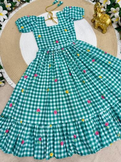 Summer kids Collection Mul Chanderi Blue Kids wear manufacturers in Hyderabad