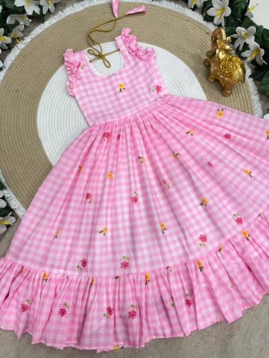 Summer kids Collection Mul Chanderi Pink Children clothing wholesale market in Hyderabad