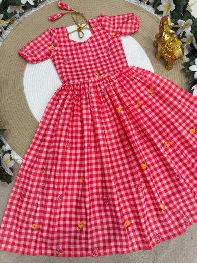 Summer kids Collection Mul Chanderi red Bulk children clothing Hyderabad