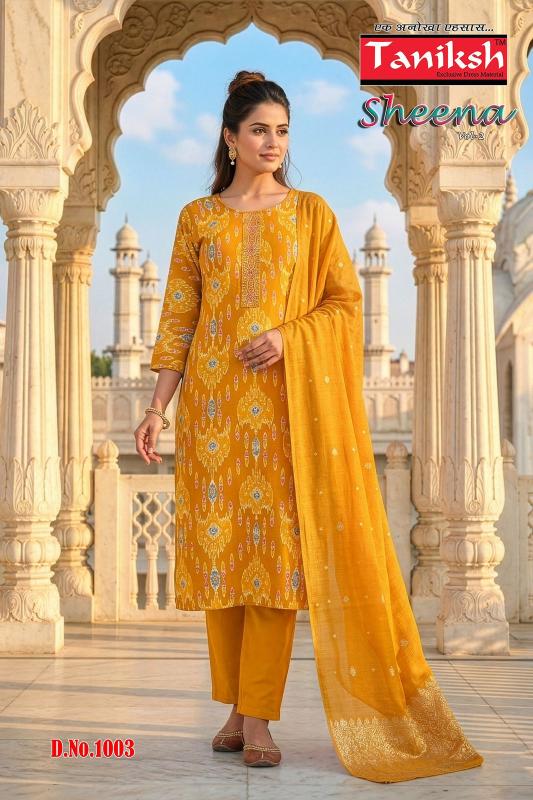 Taniksh sheena vol 2 stitched kurti material wholesale catalog 