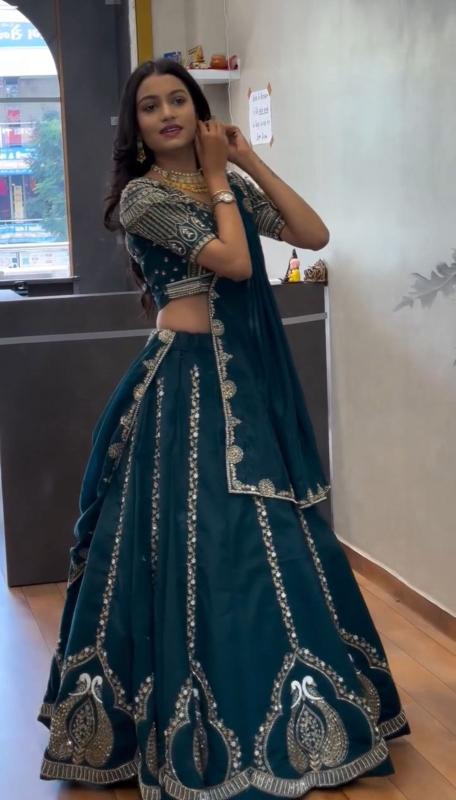 Tapi 305 Chinon Blue Designer lehenga choli suppliers in Pune