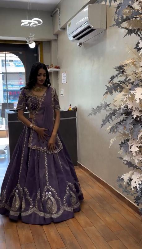 Tapi 305 Chinon Purple Traditional lehenga choli wholesalers in Pune