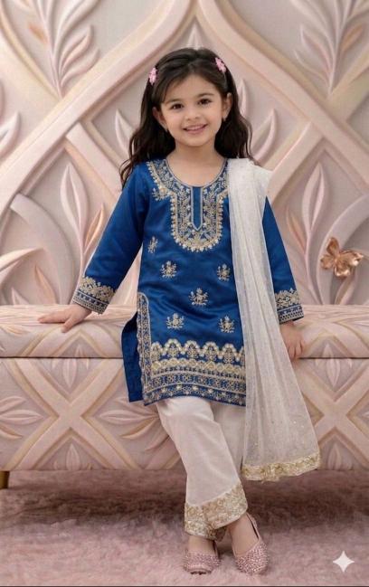 Trending Beautiful Embroidery RRK  005 FENDI SILK Bulk kids clothing