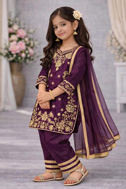 Trending New Eid Special Chinos Silk Purple Wholesale children wear suppliers