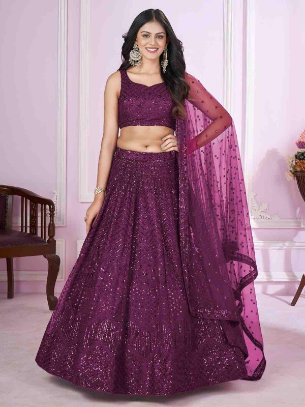 Vamika  Soft Net wine Best lehenga choli shop in Hyderabad