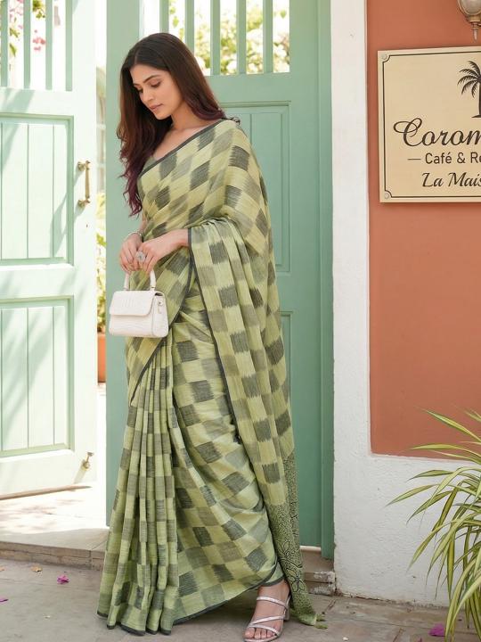 VANYA by SHREE SHYAM FASHION fancy designer Soft LINEN COTTON SOFT fabric saree wholesale with Fancy latkan