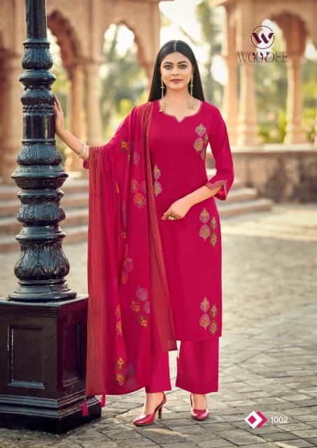 Woodee mahek 3pcs surat set kurti catalogue wholesale 