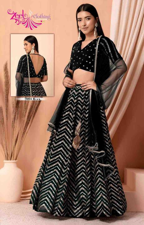 Zeel Clothing vol 33 Black Georgette Wholesale lehengha choli suppliers in Hyderabad