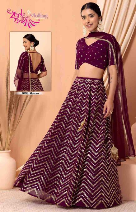Zeel Clothing vol 33 Georgette maroon Lehengha choli manufacturers in Hyderabad