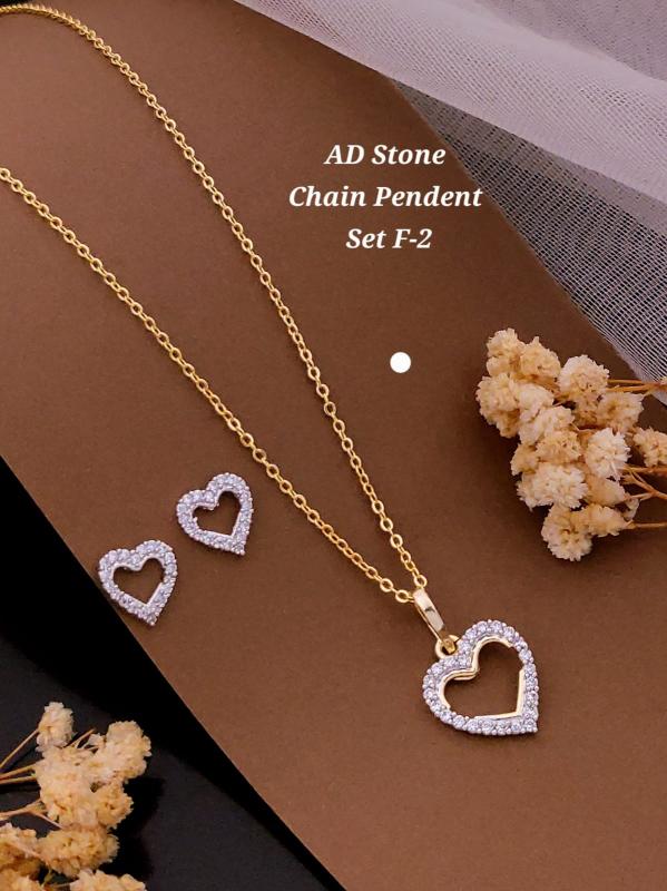 Ad stone chain pendent set F 2 Wholesale imitation jewellery manufacturers in Surat