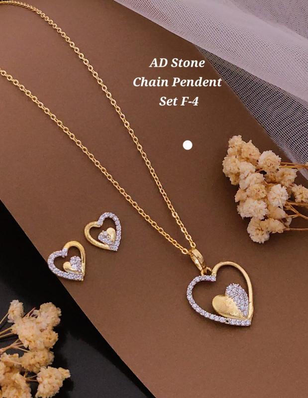 Ad stone chain pendent set F 4 Affordable artificial jewellery wholesalers in Surat