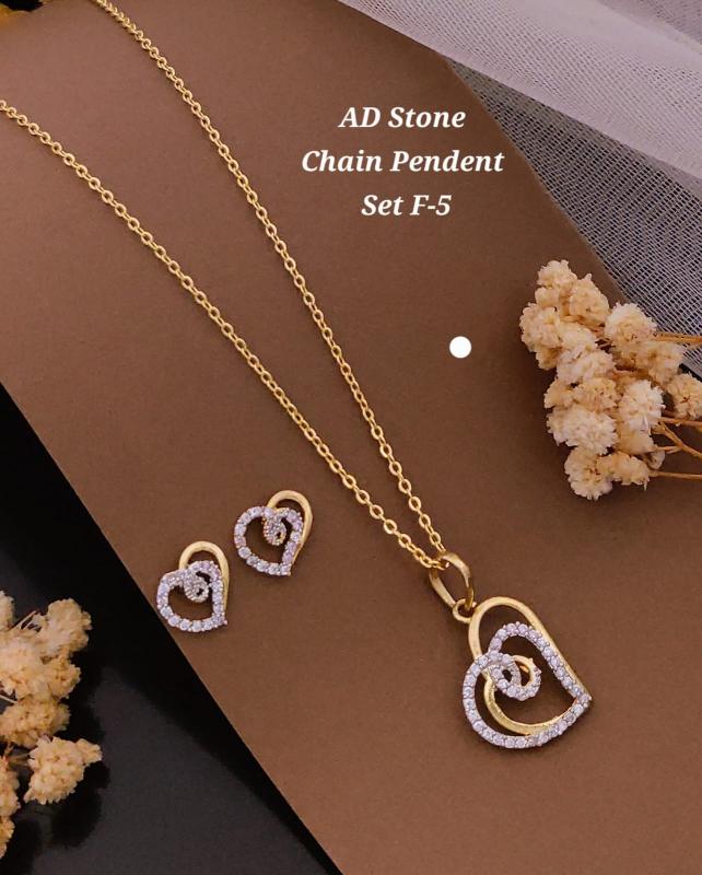 Ad stone chain pendent set F 5 Surat imitation jewellery wholesale price