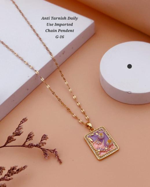 Anti tarnisha daily use imported chain pendent G 16 Artificial jewelry distributors in Ahmedabad