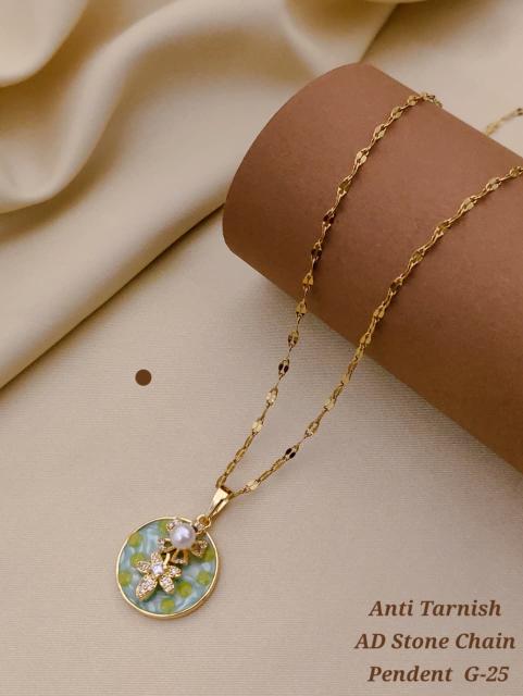 Anti tranish ad Stone chain pendent G 25 Imitation jewellery market in Surat