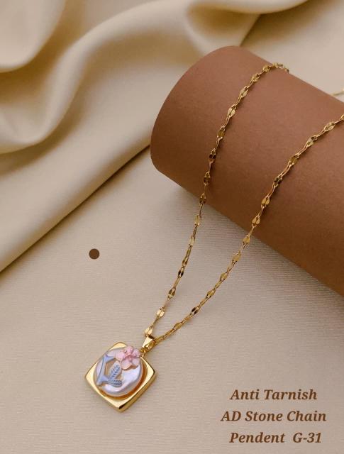 Anti tranish ad Stone chain pendent G 31 Surat artificial jewellery suppliers