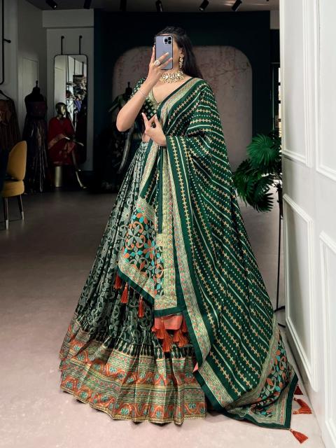 Artriddhs Dola silk D NO DEGITAL 24 Green Wholesale designer lehengha choli supplier in India