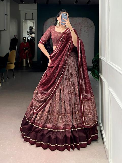 Artriddhs Dola silk D NO DEGITAL 25 Maroon Bulk lehengha choli retailers in India