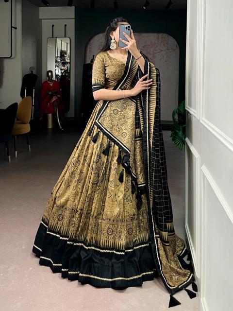 Artriddhs Dola silk D NO DEGITAL 25 Yellow Lehengha choli manufacturers in Gujarat