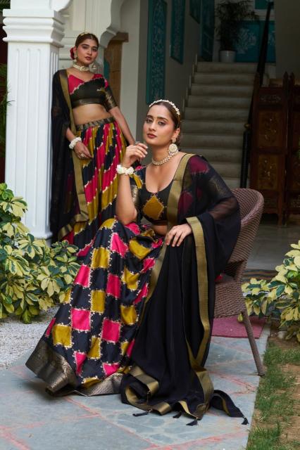 Artriddhs DolaJecard silk Black Designer lehengha choli distributors in Ahmedabad